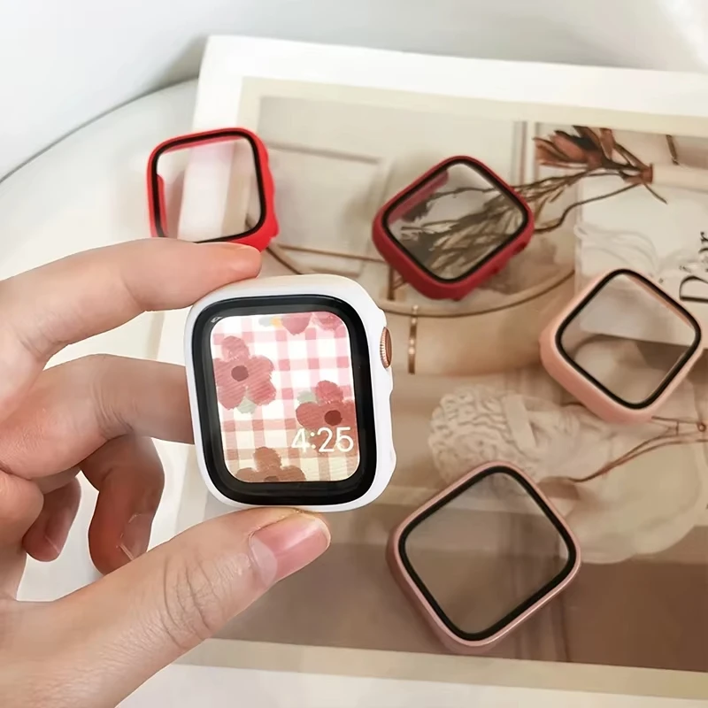 ชุดกระจก+เคส+สายแอปเปิ้ลวอทช์ - 38/42 40/41 44/45 46 มม- - Fit Series 10-3 SE -สายซิลิโคน