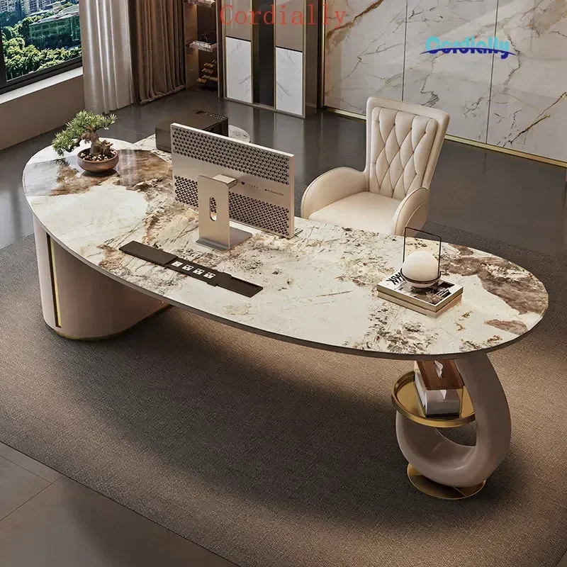 High End Sintered Stone Office Table Designer Writing Desk Computer Table Luxury Home Study Room Furniture Decor