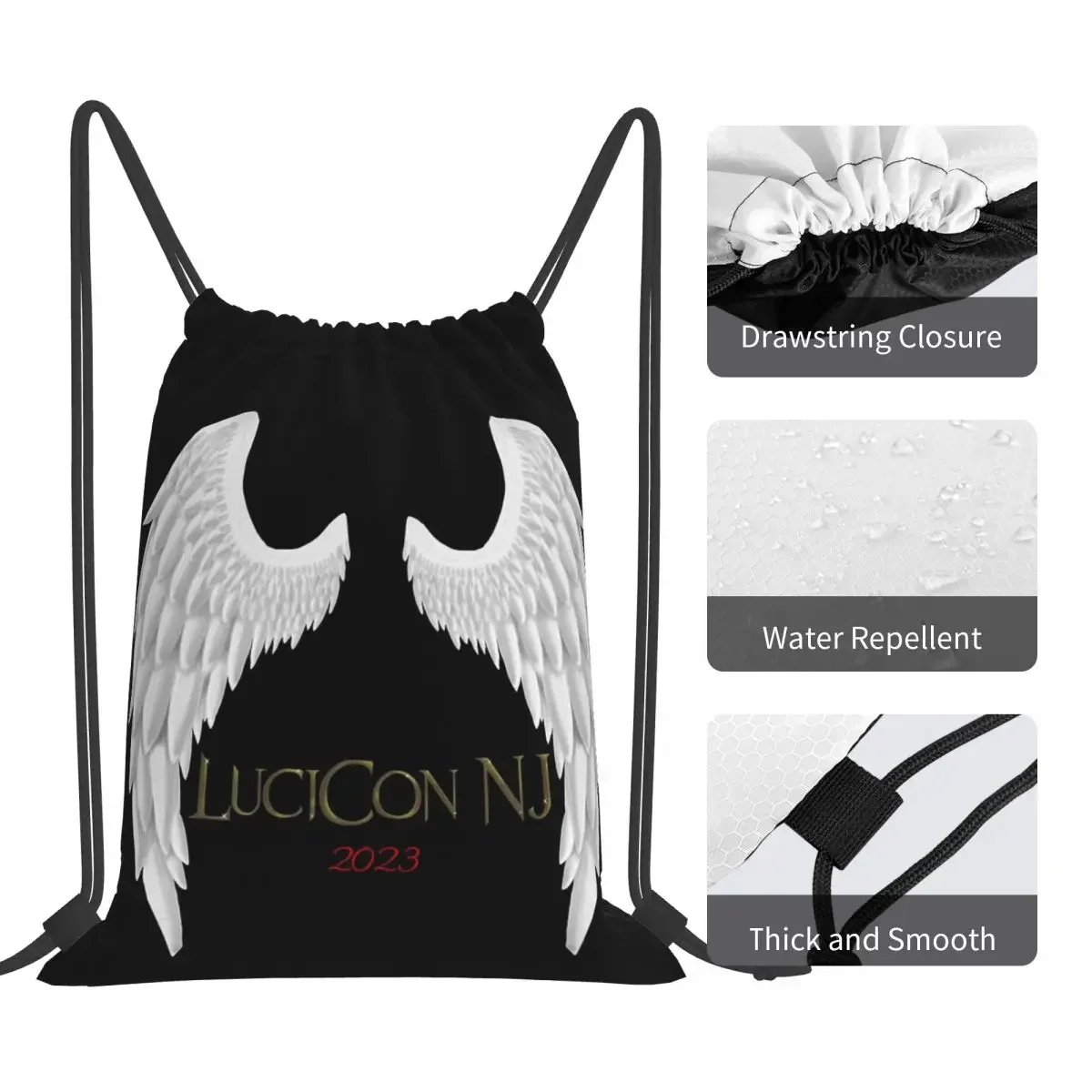 LuciCon-mochilas con alas NJ para hombre y mujer, bolsa deportiva con cordón, portátil e informal, para libros y estudiantes