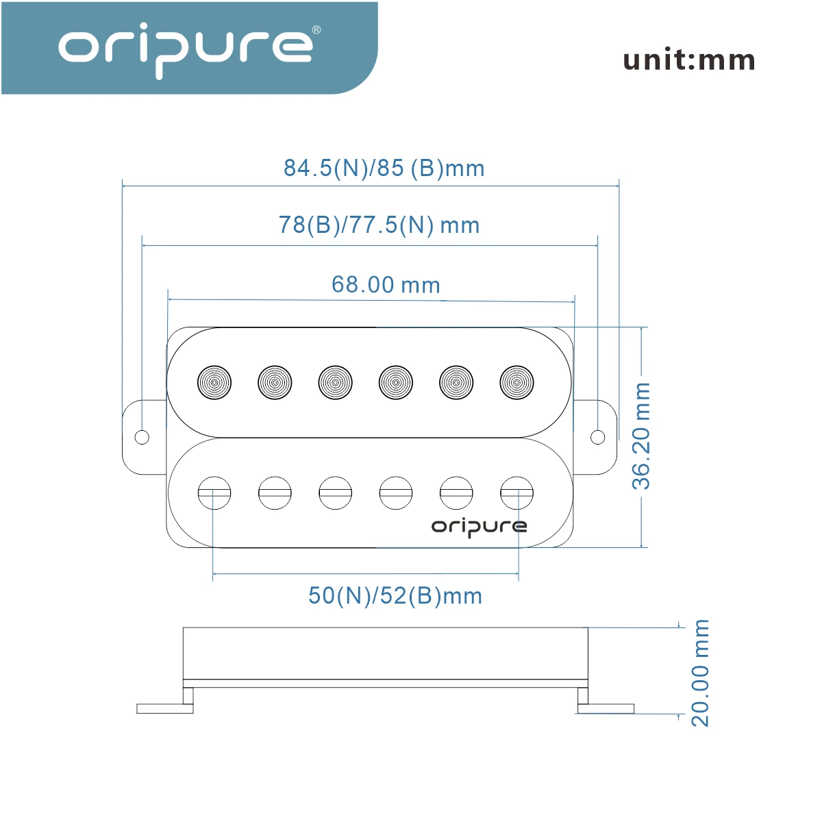 OriPure PHZ5 Double Coil Humbucker Pickup Alnico 5 Electric Guitar Pickup Neck /Bridge Choose