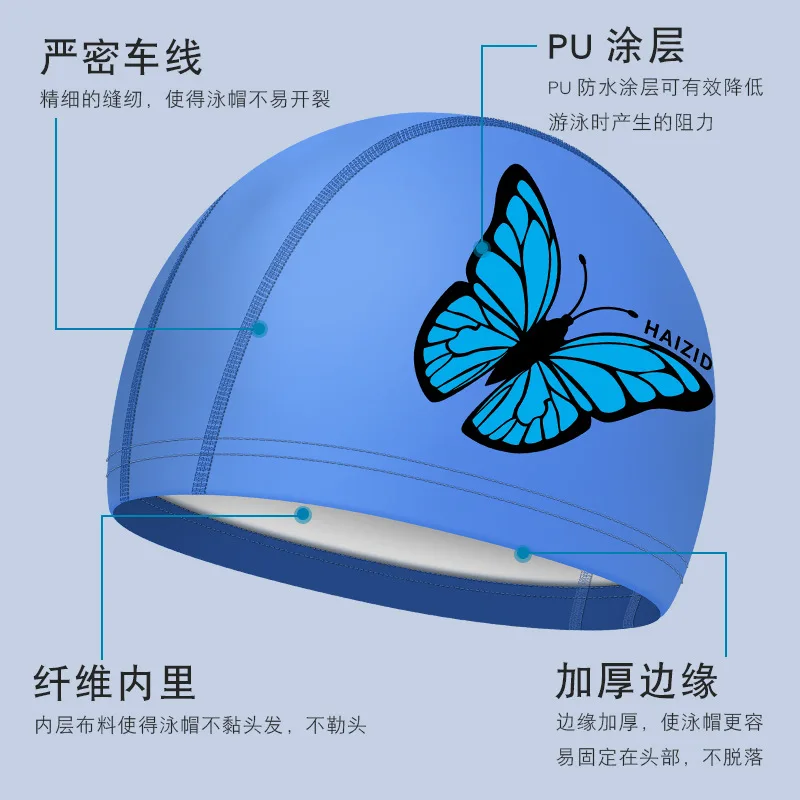 Gorro de natación de poliuretano de primera calidad para mujer, diseño impermeable con cubierta para las orejas, talla grande, apto para pelo largo, esencial para piscina y playa