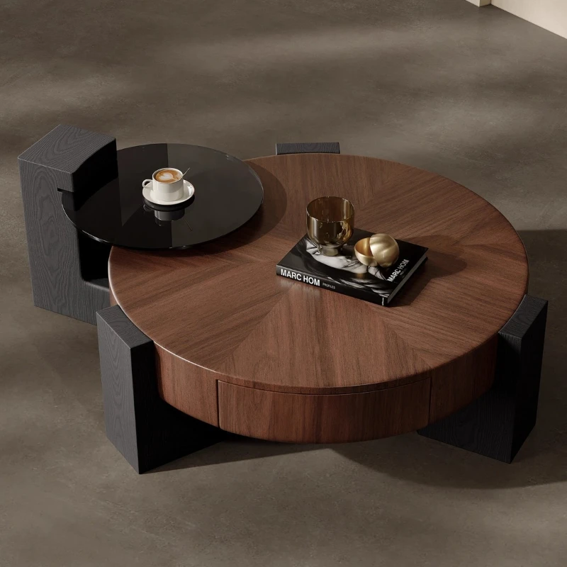 

Дизайнерский итальянский журнальный столик, винтажный минималистичный журнальный столик из деревянной доски, круглый полезный мебель для гостиной Tavolo Basso XYCJ