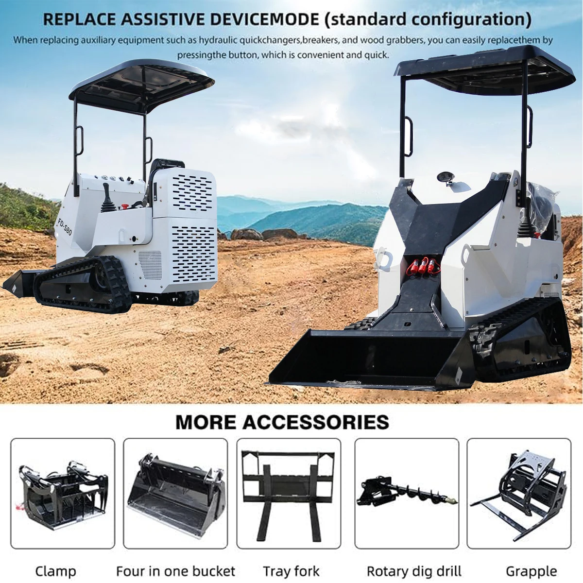 Pagamento completo, non un deposito mini skid steer loader con sistema pilota, caricatore Ride-on