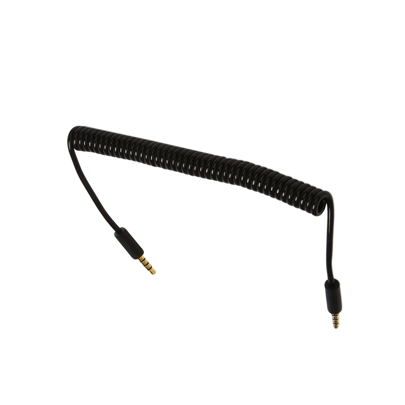 コイルスパイラルケーブル、3.5mmオス-オスジャック、4極延長、補助オーディオ、1.5m