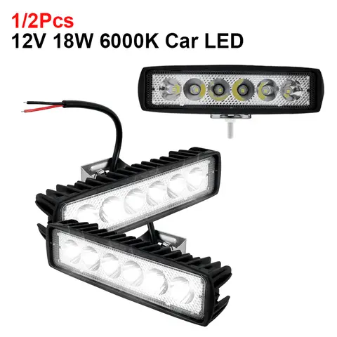 Barra luminosa a LED per auto 12V 18W 6000K IP67 Fari da lavoro a LED per auto super luminosi impermeabili DRL Lampada da guida in alluminio