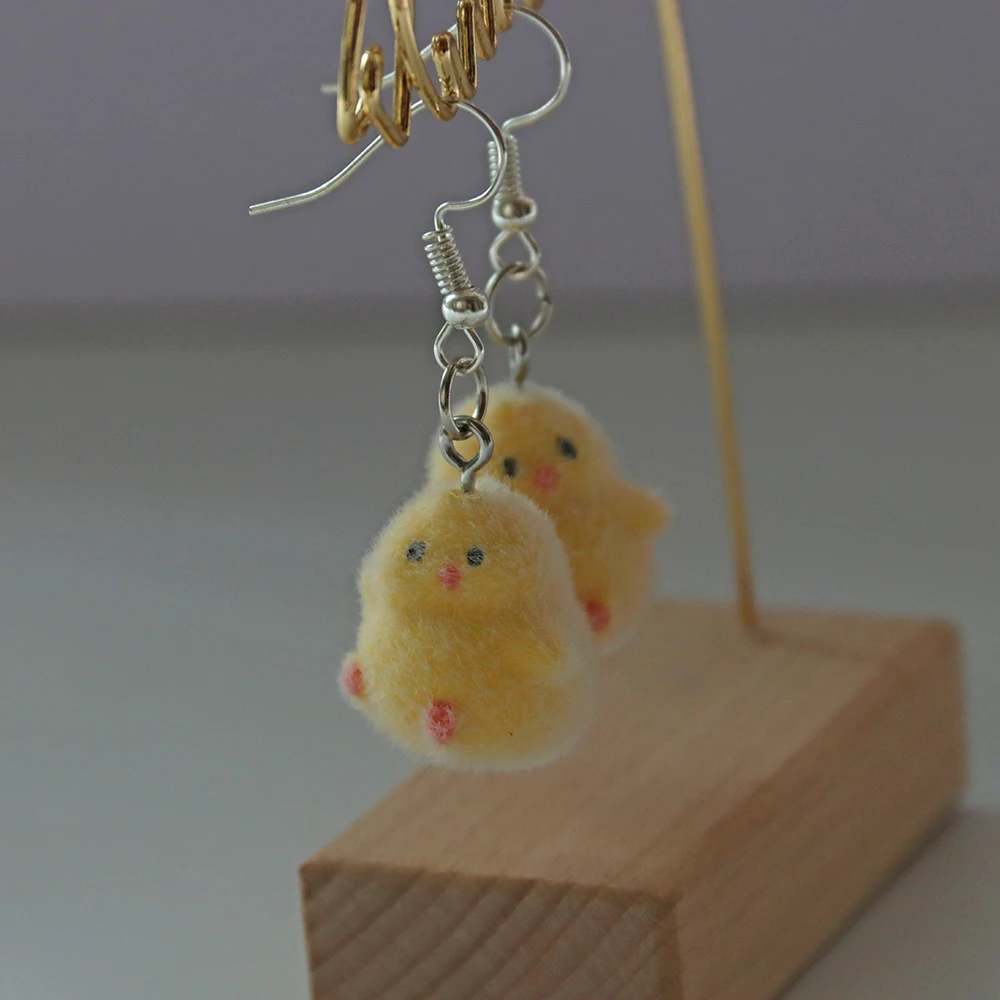 3D Cute pulcino floccaggio Charms Cartoon Animal Resin orecchini pendenti accessori portachiavi per artigianato fai da te creazione di gioielli