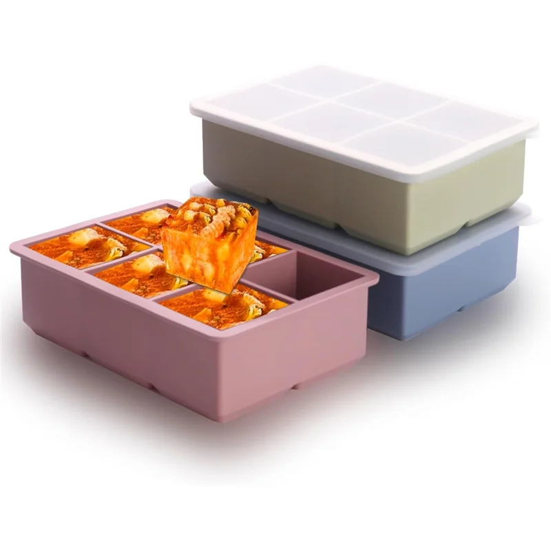 

KYCOR-Silicone Freezer Tray Molds 1/2 Cup With Lid 3-Pack For Meal Prep& Freezing Of Sauce Dessert Dishes