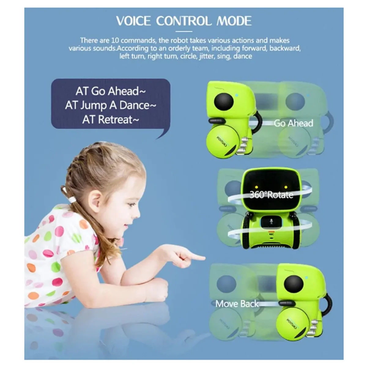 AB53 Toy Robot Intelligent Robots Russian Version Voice Touch Control Toys Interactive Educational RC Robot Green