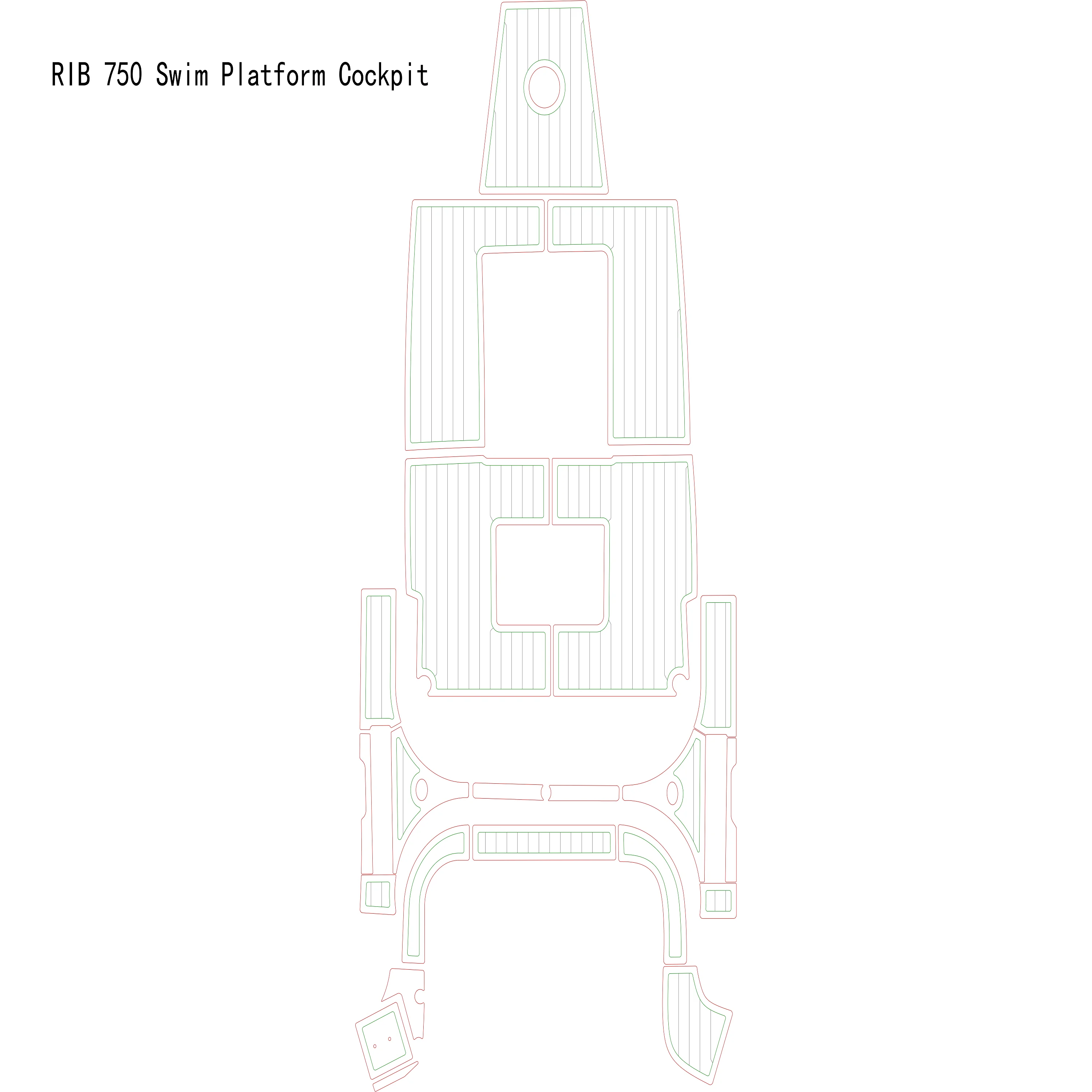 

RIB 750 Swim Platform Cockpit Boat EVA Faux Teak Deck Floor Pad