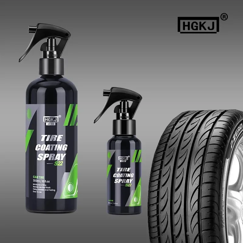 Brillo de neumáticos HGKJ S22, cera selladora hidrofóbica en aerosol para revestimiento de neumáticos para rueda de coche, cuidado automático,