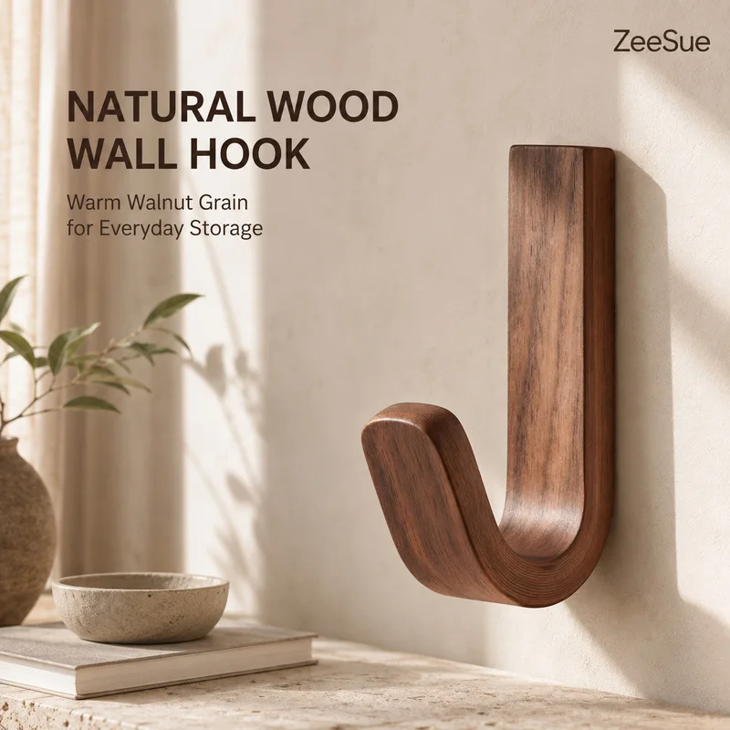 Minimalist Wooden Wall Hook, Modern Entryway Organizer for Keys, Bags, Towels and Everyday Essentials