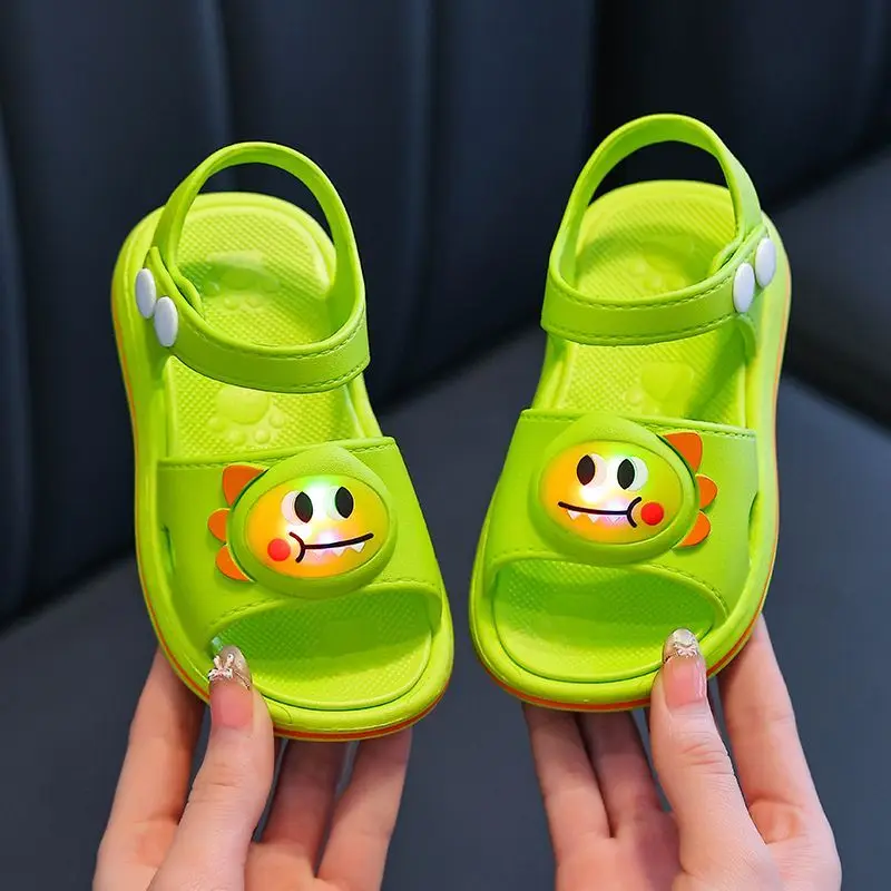 Summer Kids Cartoon Light-Up Anti-Slip Soft Sole Sandals for Infants Toddlers Beach Indoor Walking