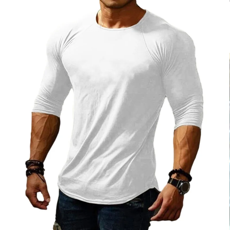 2023 Spring Summer Mens Fashion T Shirt Men Solid Color Slim Fit O-Neck Thin T Shirt Male Long Sleeve Top Tees Drop Shipping Xxl