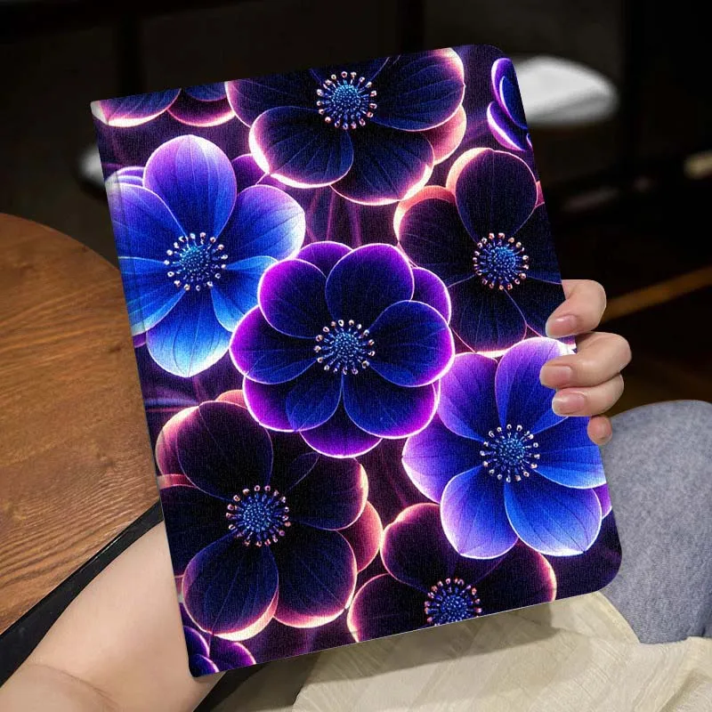 Cartoon Purple Pink Flowers For Lenovo Xiaoxin Tab Pad K10 K11 Y700 P11 3rd GT Pro Plus Gen Tablet Case Gift Cover