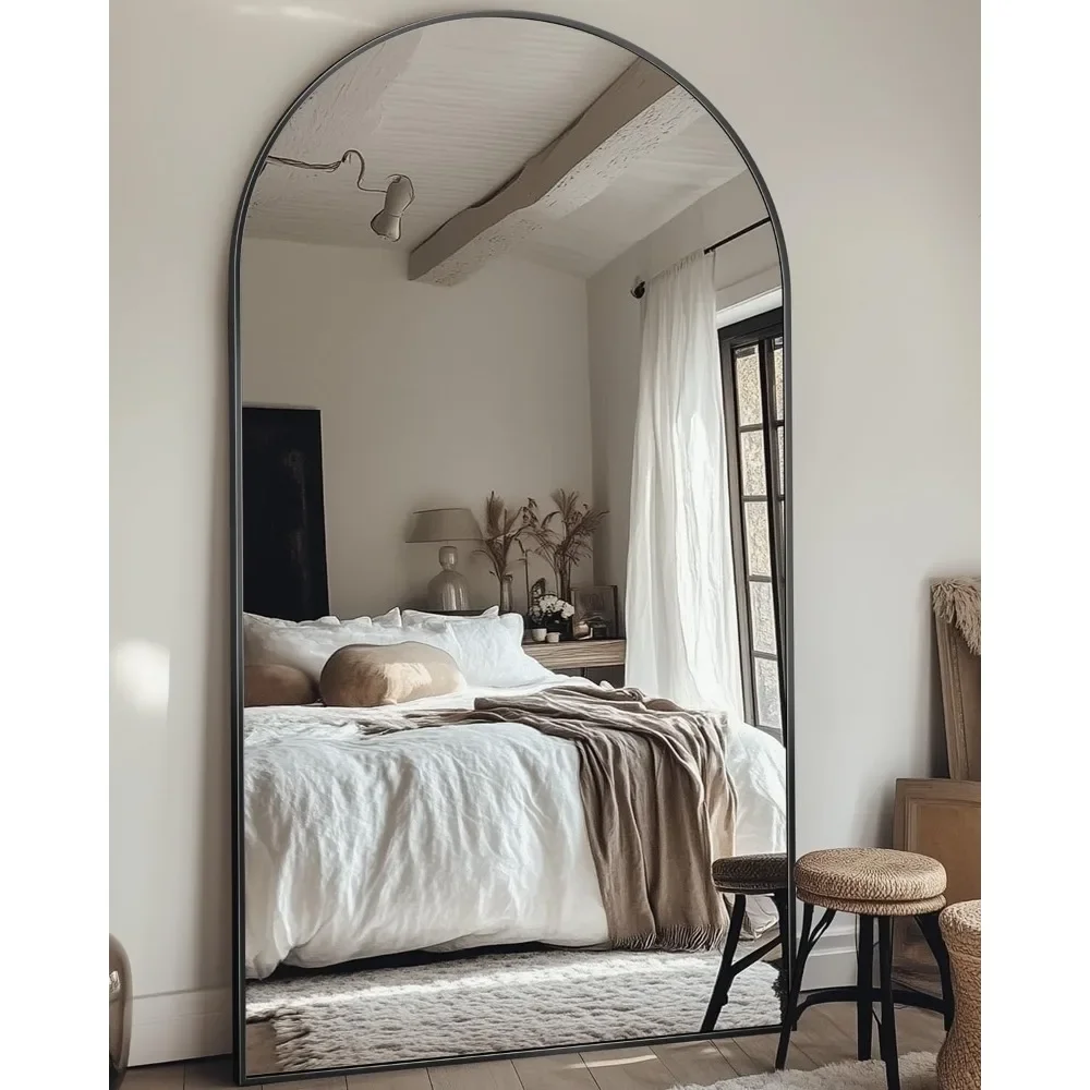 Miroir pleine longueur, 41 "x 81" plancher arqué autoportant, corps entier sur pied avec support pour chambre à coucher, face