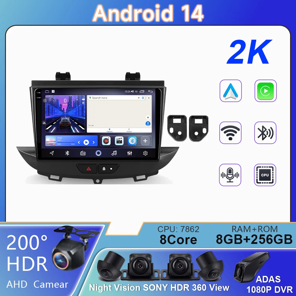 Android 14 For Opel Grandland X crossland x 2016-2020 Carplay Multimedia Screen Stereo Radio Video Player 5G WIFI Car Navigation