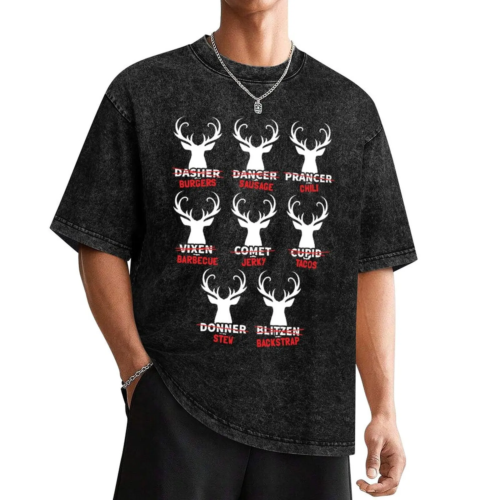 

Hunter Santa's Reindeer T-Shirt anime tshirt Short sleeve tee hippie clothes vintage t shirts mens plain t shirts