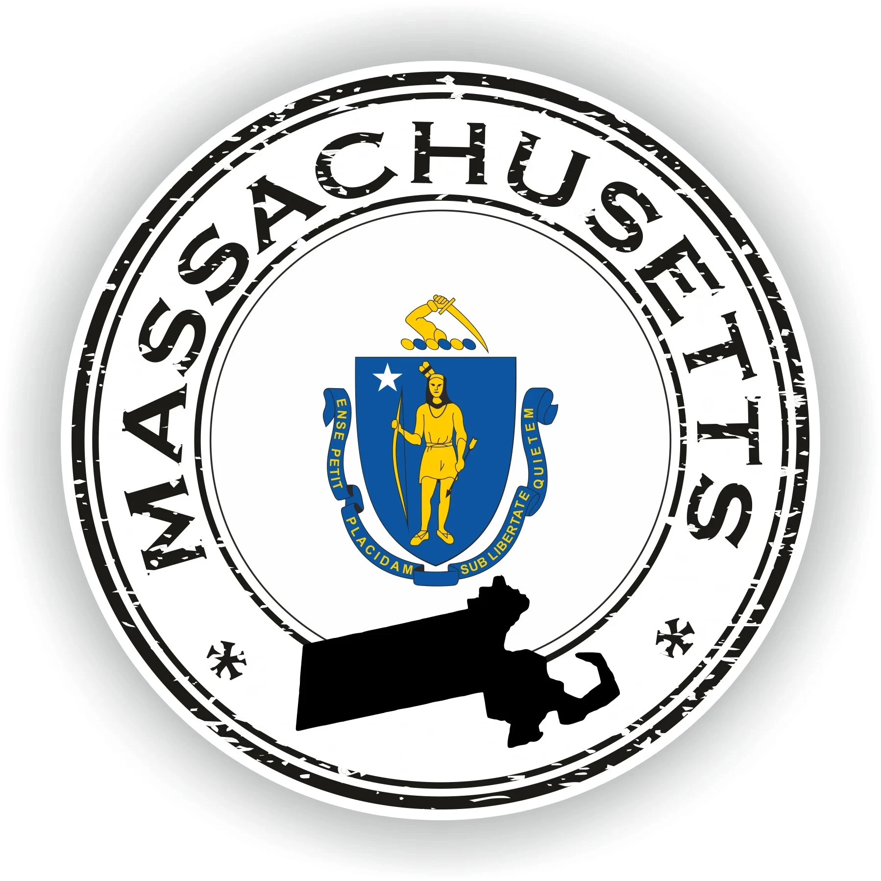 

Massachusetts Seal Sticker Round Flag Creative Waterproof Vinyl Decal Decoration for SUV Bodywork Motocross Bumper Window