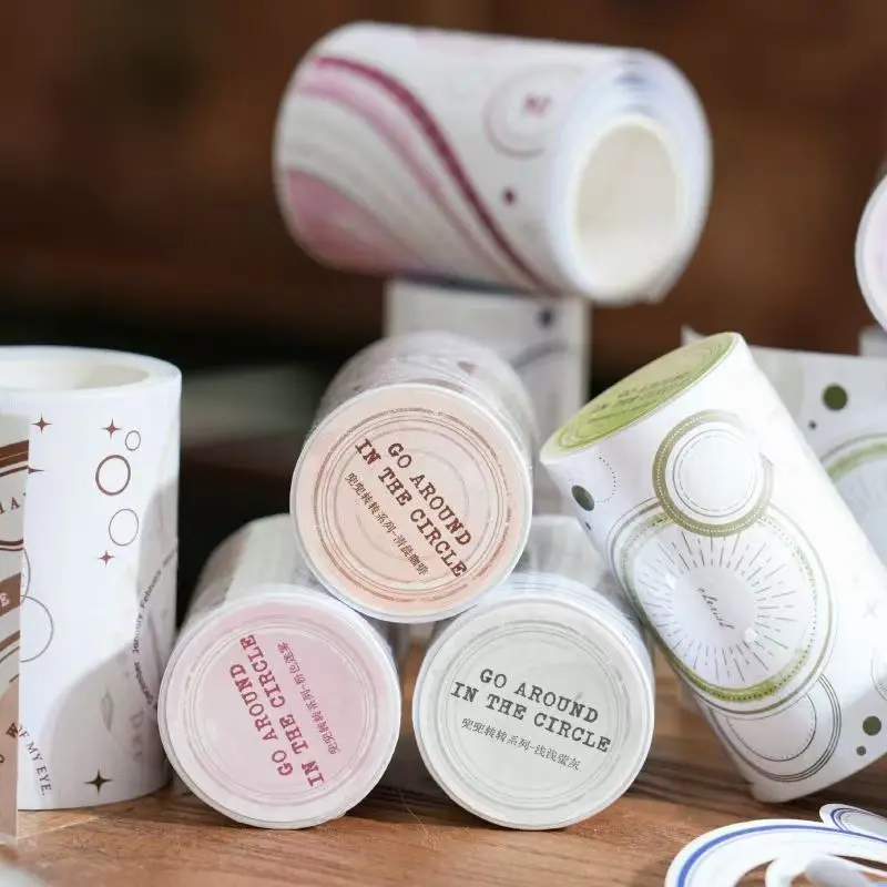 

Dusk Tape Loop And Turn Series Retro-Vintage Textured Die-Cut Circular Light Hand Journaling Materials for Stickers