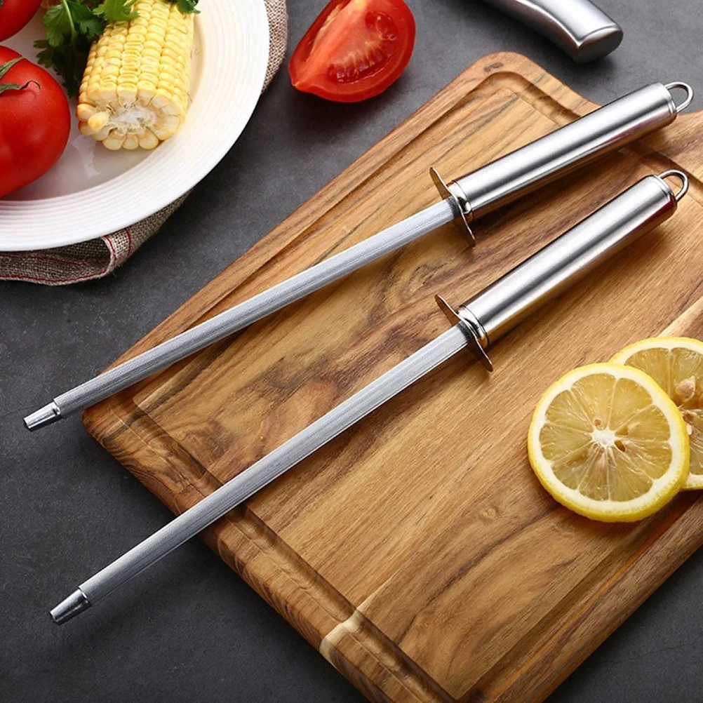 

2 pcs Stainless Steel Sharpening Rod Kitchen Knives Honing Stick Professional Cutter Sharpener Chef Tool
