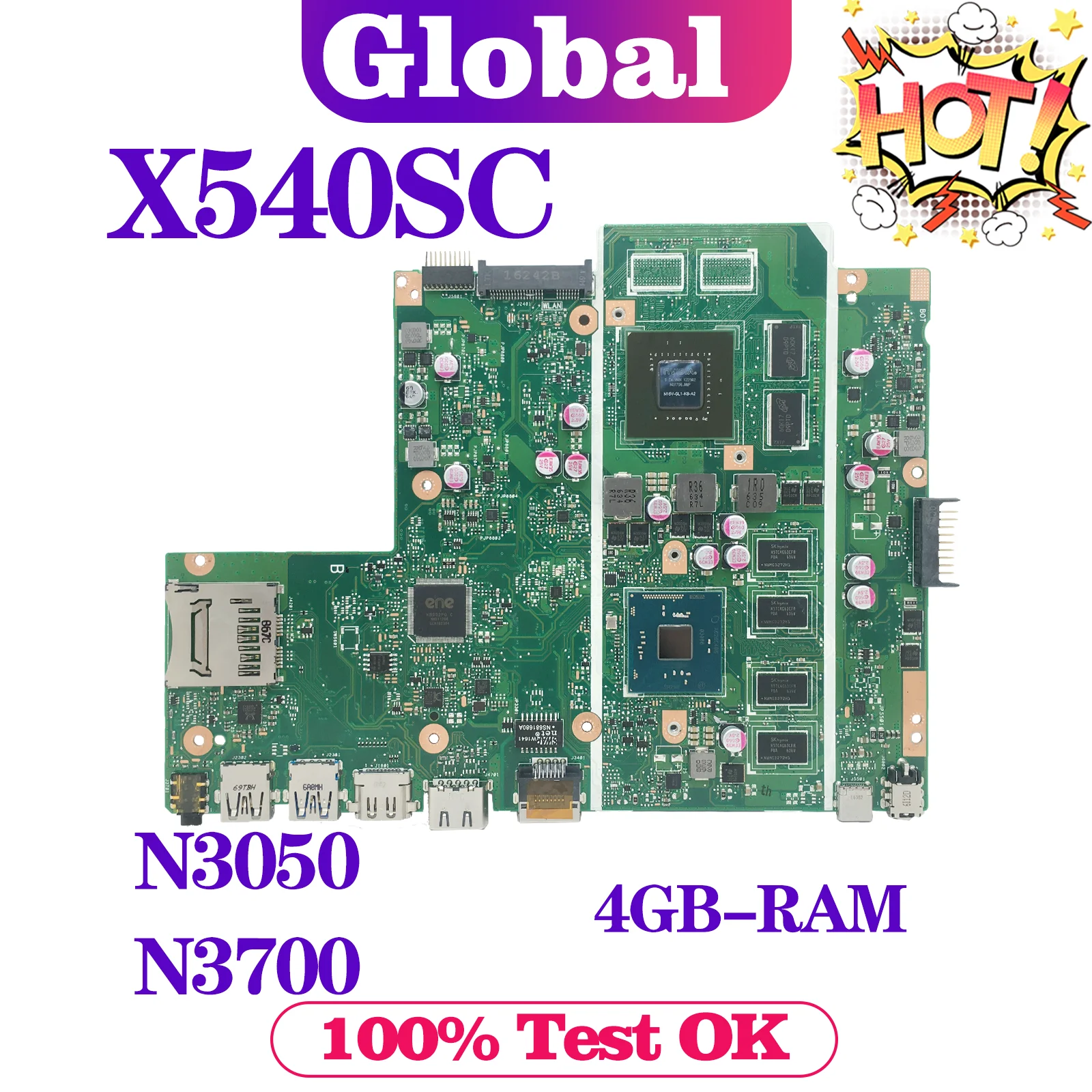 

Notebook Mainboard For ASUS X540SC X540S A540SC D540SC R540SC F540SC Laptop Motherboard CPU N3050 N3700 4GB-RAM GT810M/GT820M