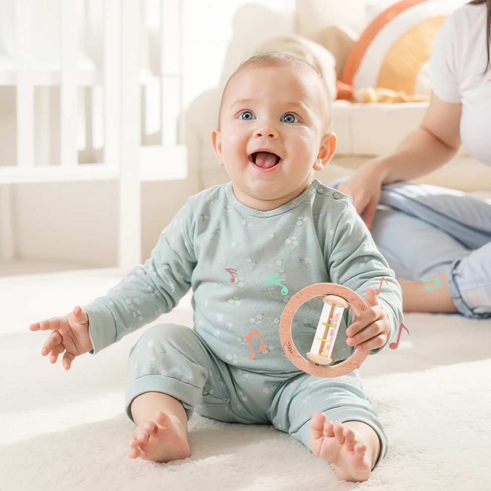 Montessori Rattle Baby Toys Rain Stick Hourglass Rain Music Rattle Baby Educational Toy Colorful Montessori Sensory Toys for Kid