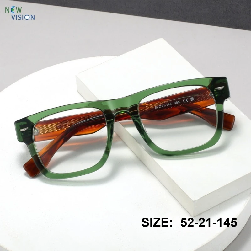 

Men Retro Green Acetate Prescription Glasses Square Optical Eyeglasses Frame Myopia Hyperopia Anti Blue Light Eyewear for Women