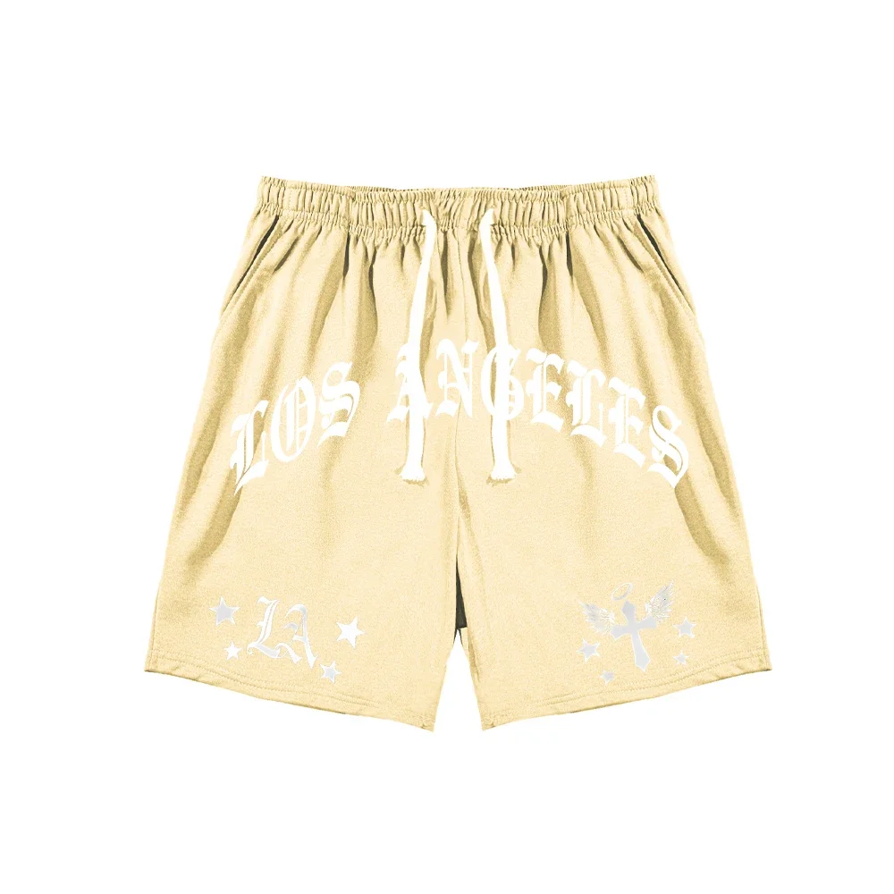 

Los Angeles Print Shorts Men Beach Fitness Training Workout Sport Shorts Women Harajuku Loose Casual Summer Jogging Short Pants