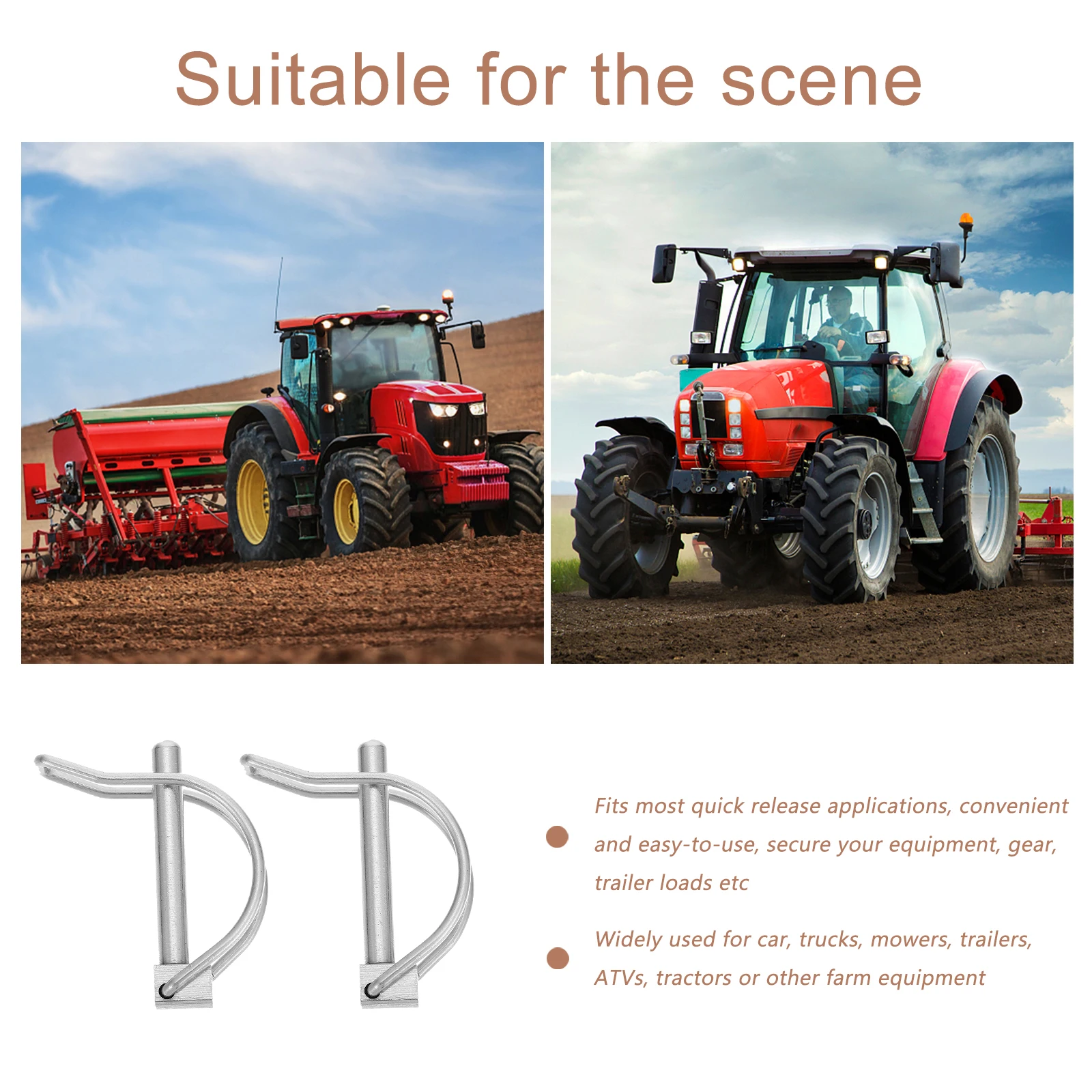 

2 Pcs Durable Stainless Steel Trailer Hitch Pin Quick Release Safety Cargo Coupler For Farming Boats