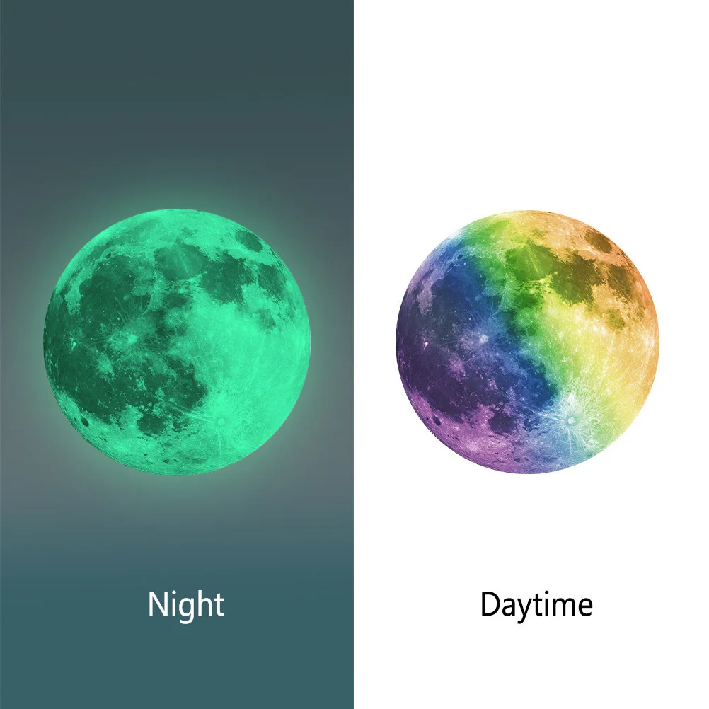 

1 pcs 30Cm Glow In The Dark Full Moon Wall Sticker Luminous Creative Decoration For Room Home Office Stores