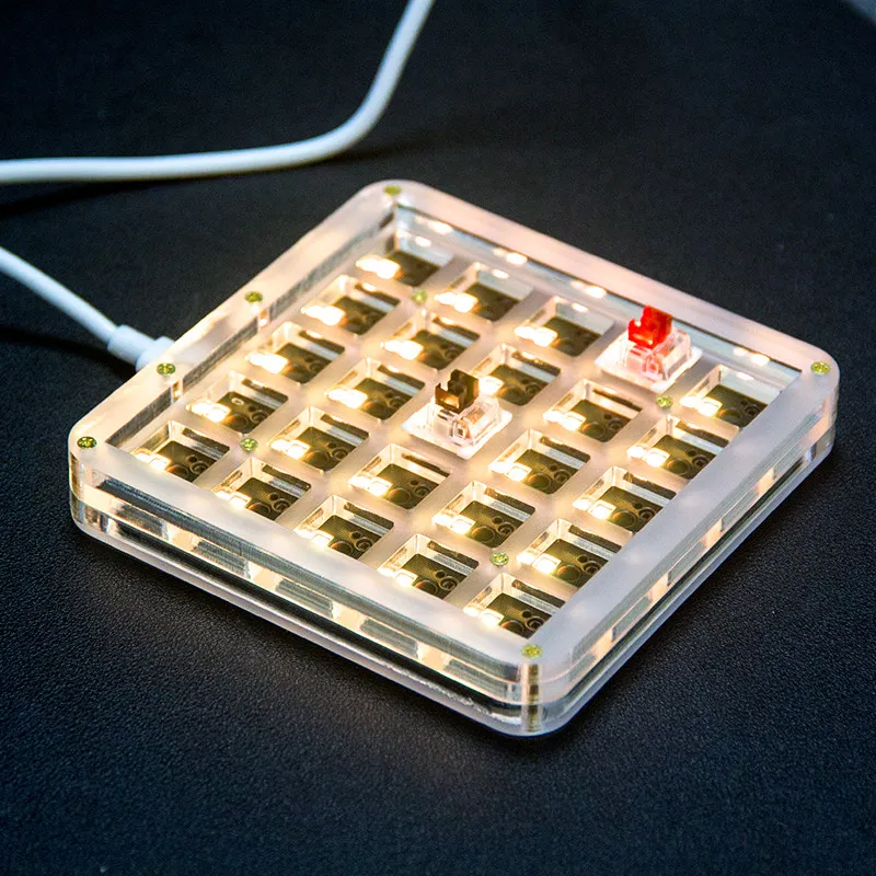 Mini 5x5 Mechanical Keyboard Kit Customized Programming Hot Swappable Transparent RGB Wired Keyboard Supports VIA QMK MX Switch