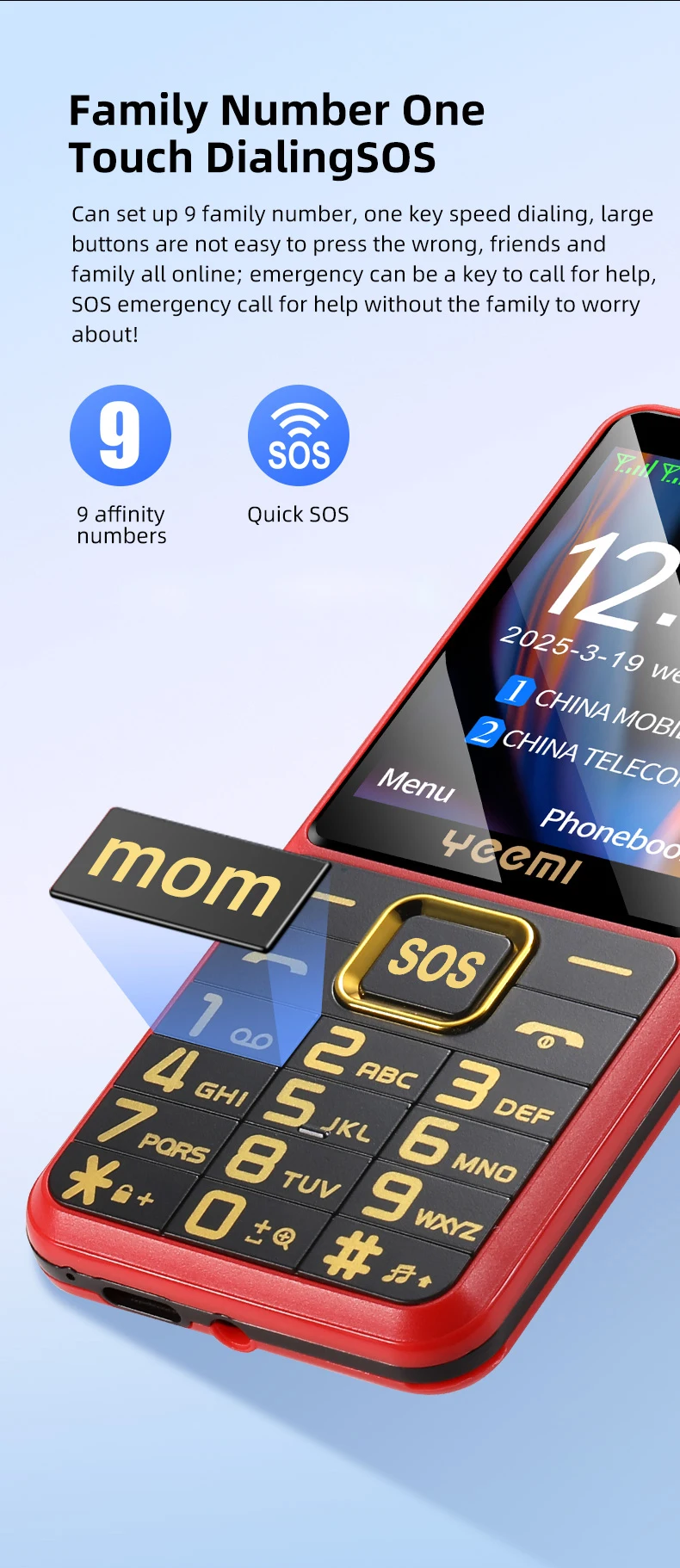 Cheap Senior Cellphone GSM 2G Slim Large Push-Button Phone For Elderly SOS Key Two Sim Dual Torch Loud Voice Speed Dial
