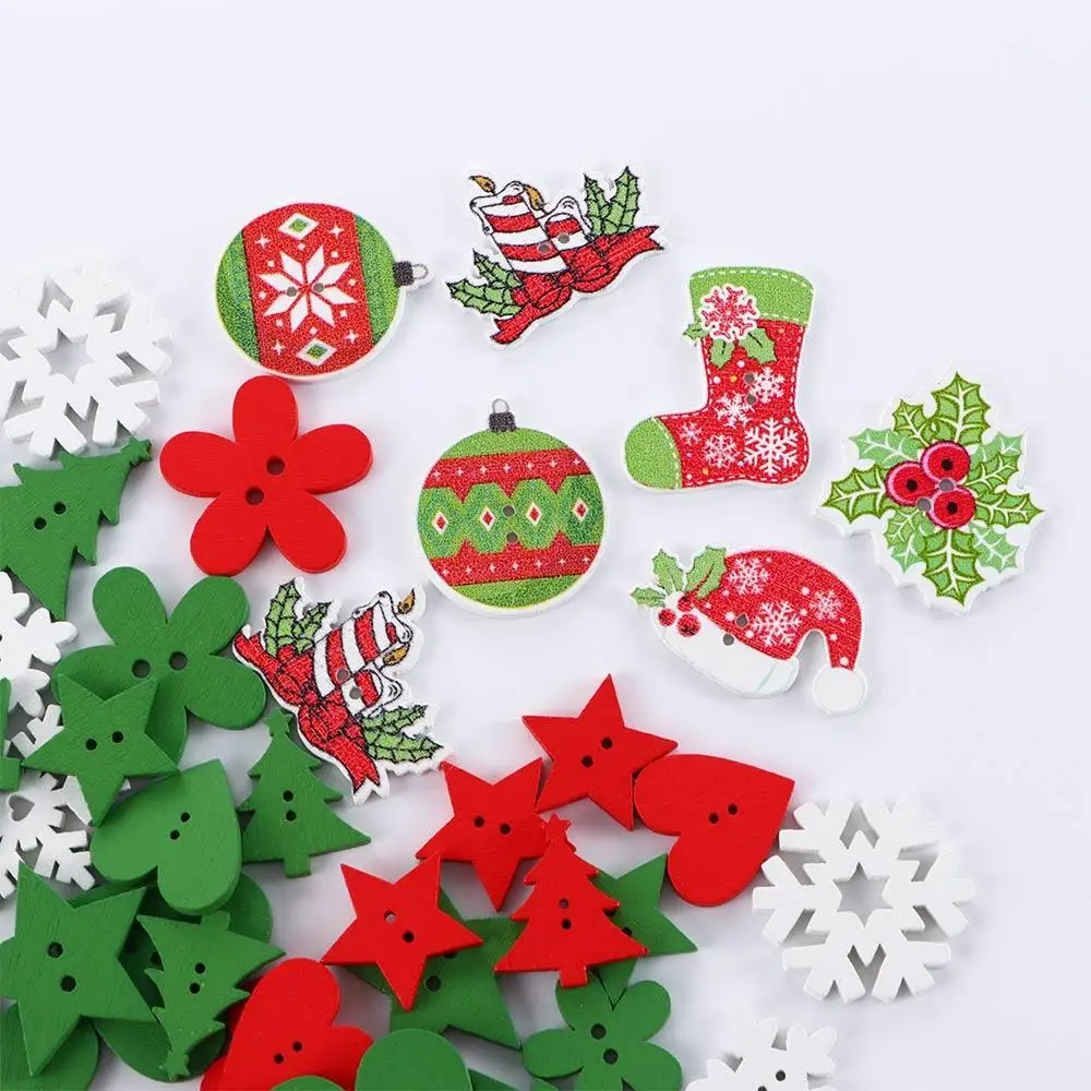 Cute Wooden Craft Buttons for Kid\'s Clothing, Colored Buttons, Sewing Button, Christmas Decoration, DIY