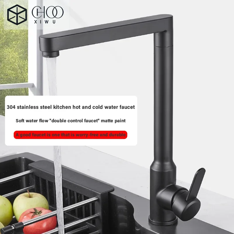 

Kitchen faucet, space aluminum material, scratch-resistant and wear-resistant, 360 ° rotation, gray sink hot and cold faucet