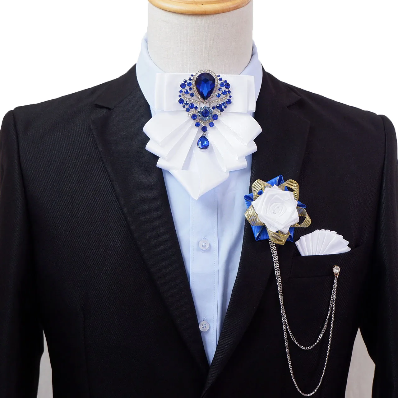 Ensemble de bijoux faits à la main pour hommes, nœud en biscuits original, mode de luxe, banquet d'affaires, collier de mariage, ensembles de corsage de fleurs, cadeau