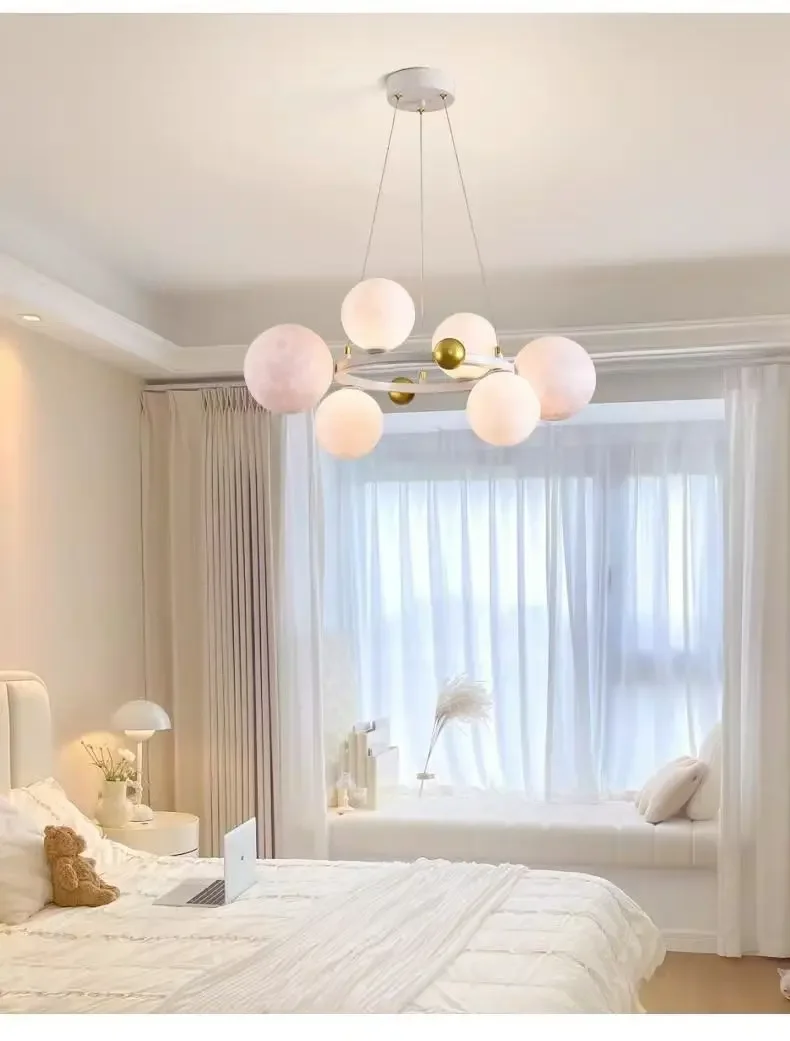 INS Cream French Master Bedroom LED Bubble Planet Full Spectrum Interior Decoration Lighting