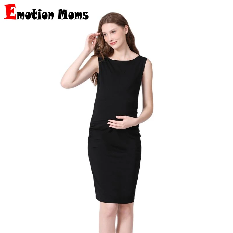 

Emotion Moms New Summer Sleeveless Cotton Maternity Pregnant Dress Casual Mama Knee-length Pregnancy Clothes