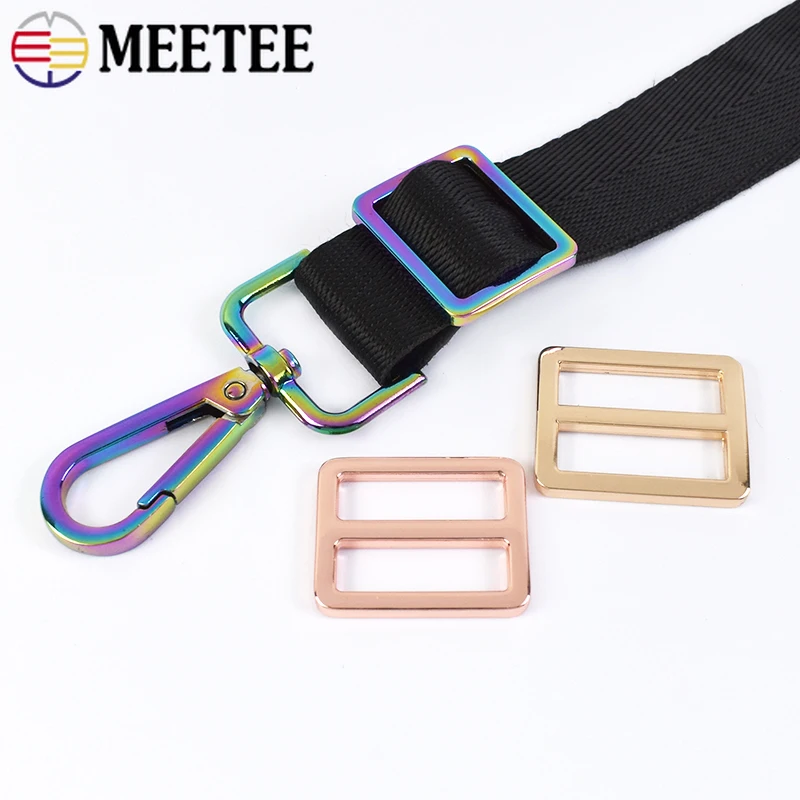 10/20Pcs 13-50mm Bag Strap Metal Buckles Slider Tri-Gilde Ring Buckle Adjuster Webbing Belt Hooks Clasp DIY Hardware Accessories