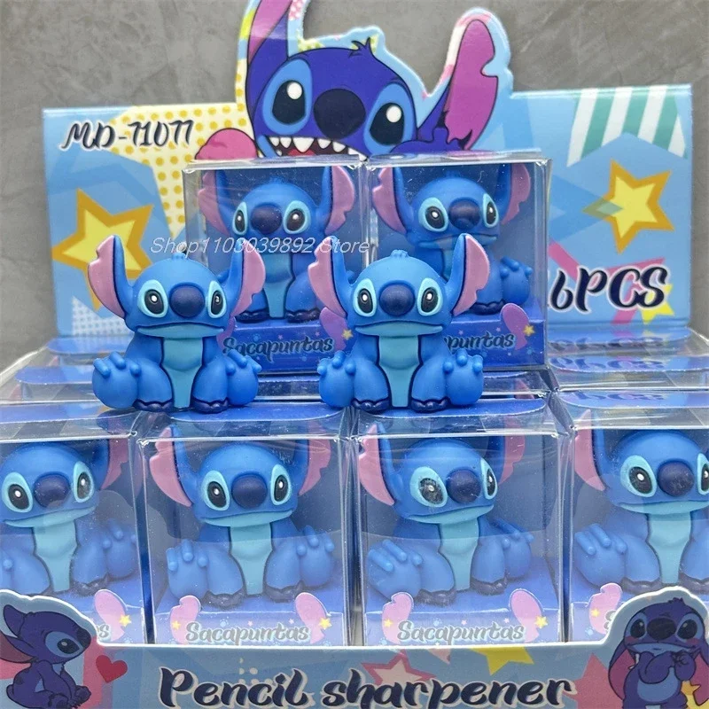 Disney lilo & stitch apontador de lápis estudante bonito dos desenhos animados silicone em forma de cruz apontador de lápis papelaria das crianças