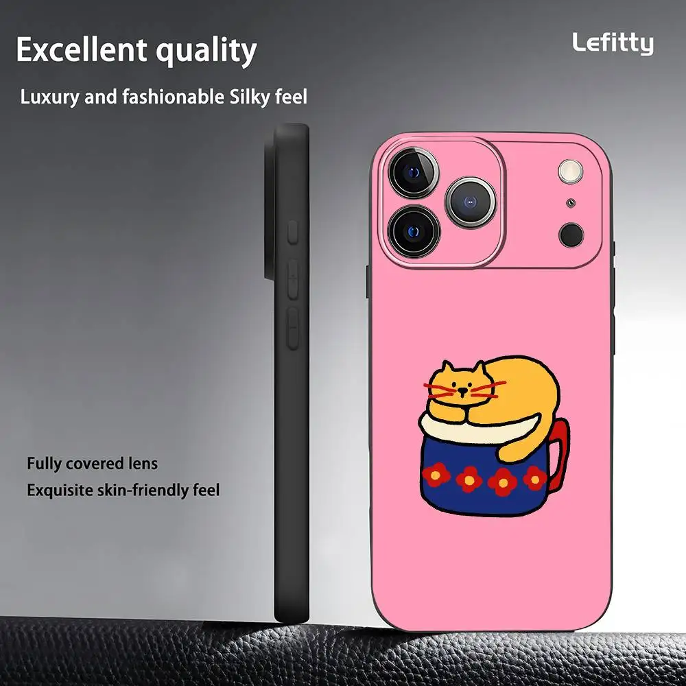 حافظة هاتف Happy Dog لهاتف آيفون 17 16 15 14 13 12 11 Pro Max Plus Mini Black Frosted Soft Shell Funda