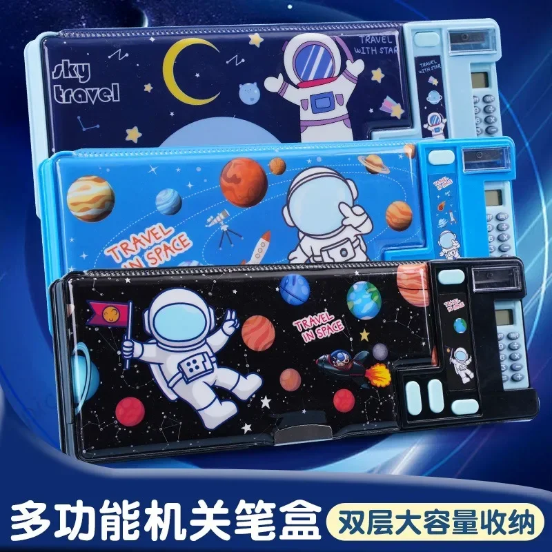 Creative Computer Pencil Case for Elementary School Students Multifunctional Large Capacity Plastic Stationery Box Cute Gift