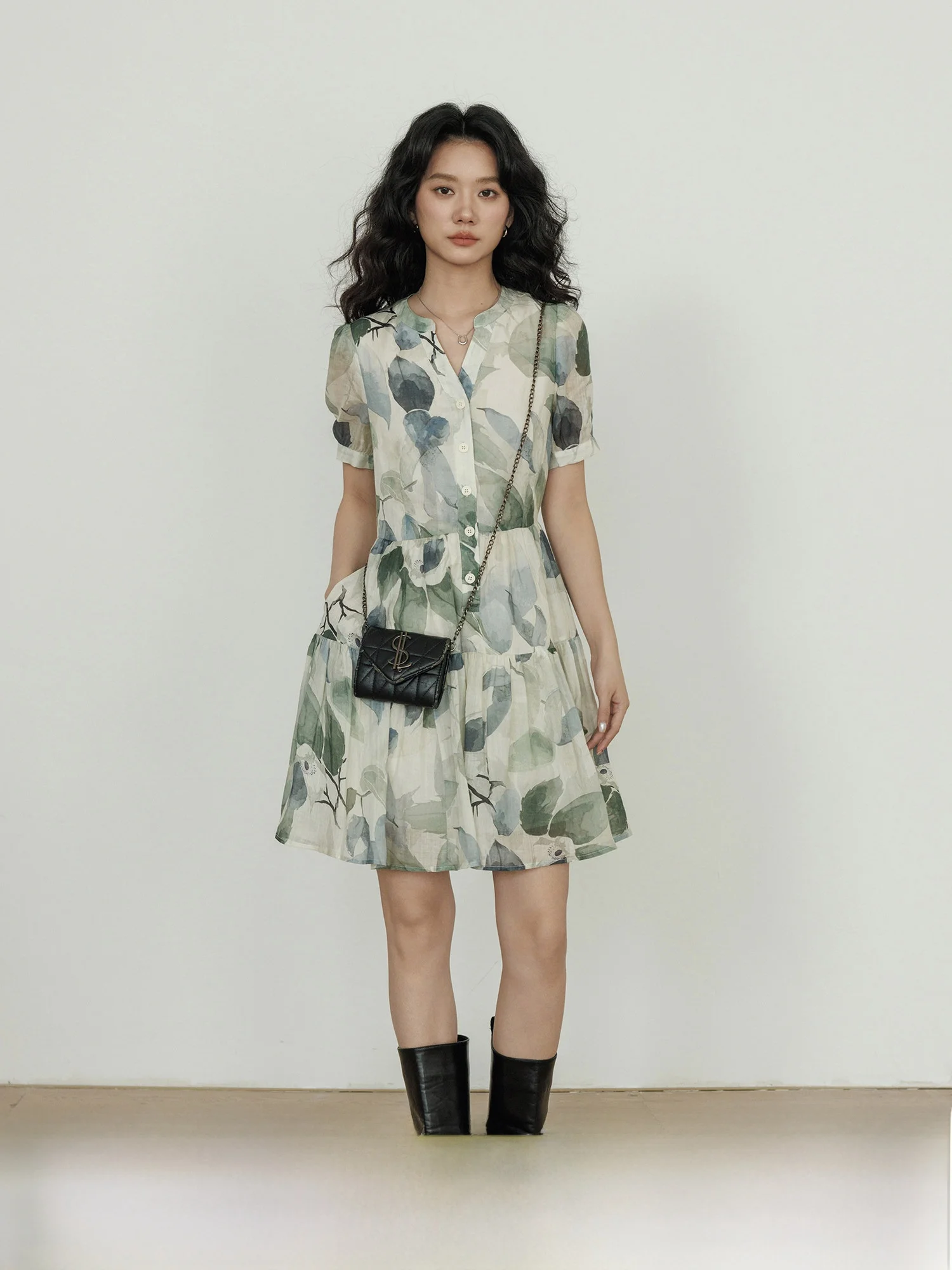 

Summer Slimming Flax Print Shirt Dress Women's Design Vintage Holiday Style A-Line Short Skirt Casual Dress City Commute