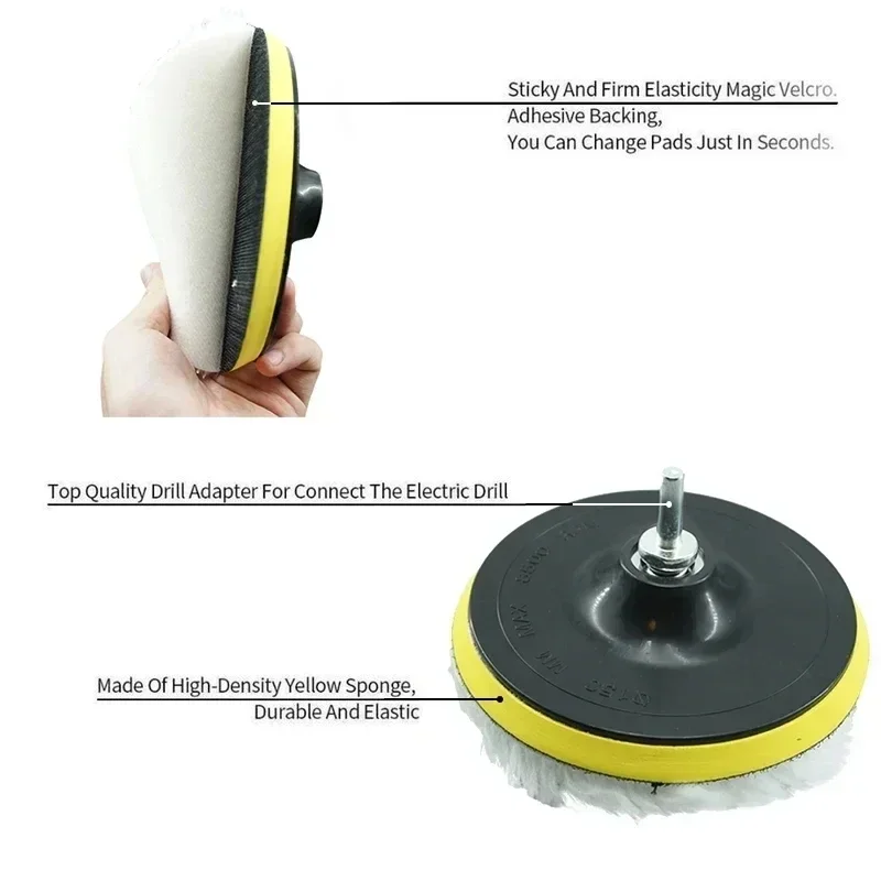 3Inch Polishing Kit Polishing Pad Car Waxing Sponge Disk Wool Wheel for Auto Body Beauty Polisher Washing Car Gadget Universal