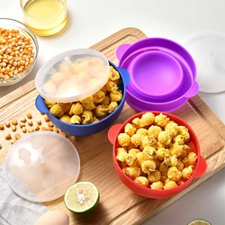 1/3Pcs Microwave Popcorn Bowl Bucket Silicone DIY Red Popcorn Maker with Lid Chips Fruit Dish High Quality Kitchen Easy Tools