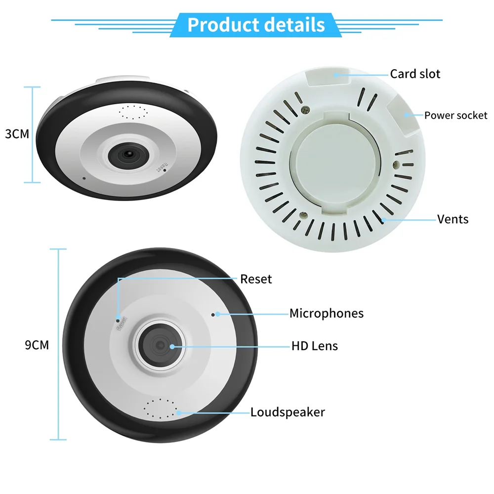 5MP V380 Pro MINI WIFI  Camera 360 Degree Panoramic Smart Home CCTV Two Ways AUDIO Wireless Security Camera