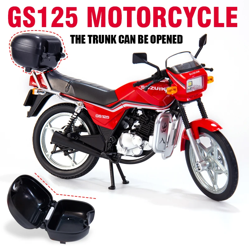 1/12 SUZUKI GS125 Alloy Diecast Metal Motorcycle Model Fast And Furious Street Motorcycle Sound Light Kid Birthday Gift Collecti