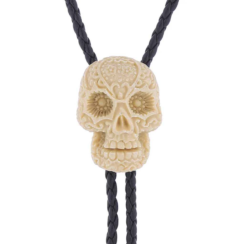 

Gothic fashion skeleton ghost head necklace Poirot tie Western Denim bolo tie collar rope