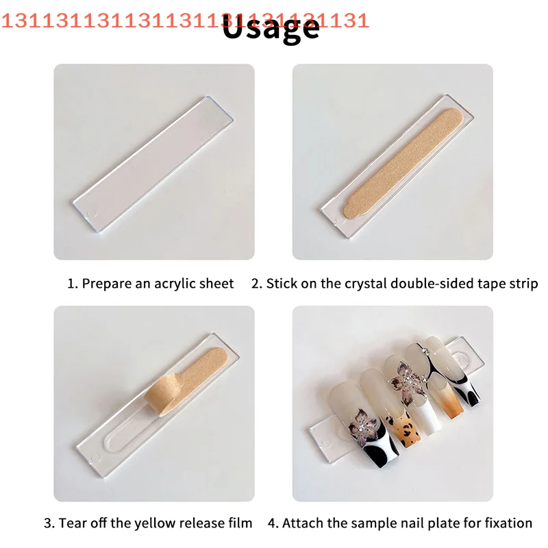 60/66개 투명 양면 접착 테이프 인조 손톱 디스플레이 스탠드 글루 스티커 아크릴 연습용 바 네일 아트 도구