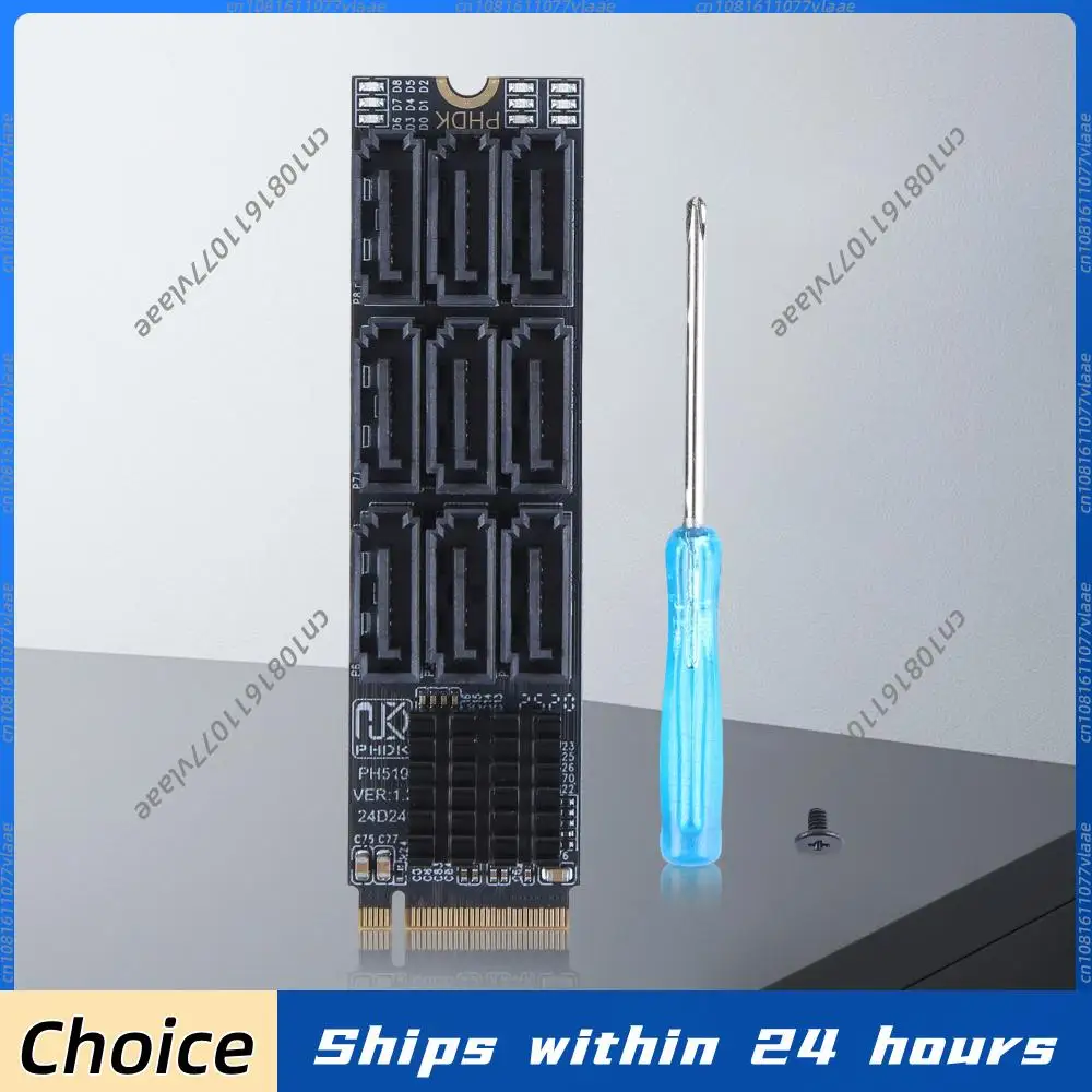 

Карта расширения M.2 NVMe на 9 портов SATA 3.0, адаптер SSD 6 Гбит/с, контроллер M-Key PCIe на SATA для NAS, HDD и накопителей