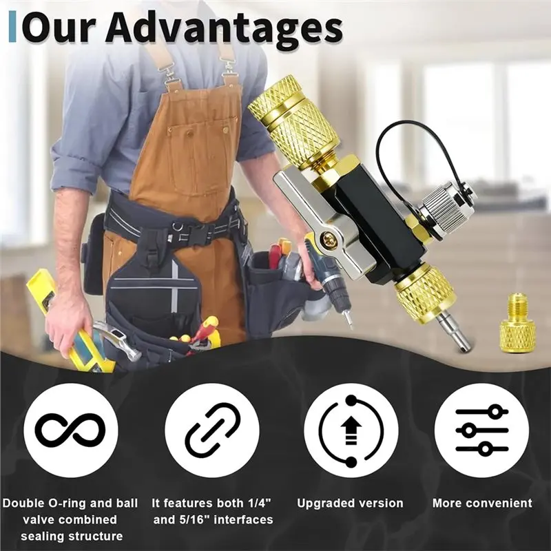 ABZA-Valve Core Removal Tool Kit For HVAC-Dual Valve Design Supports R22, R410A R32, R134a Systems Valve Core Remover Installati